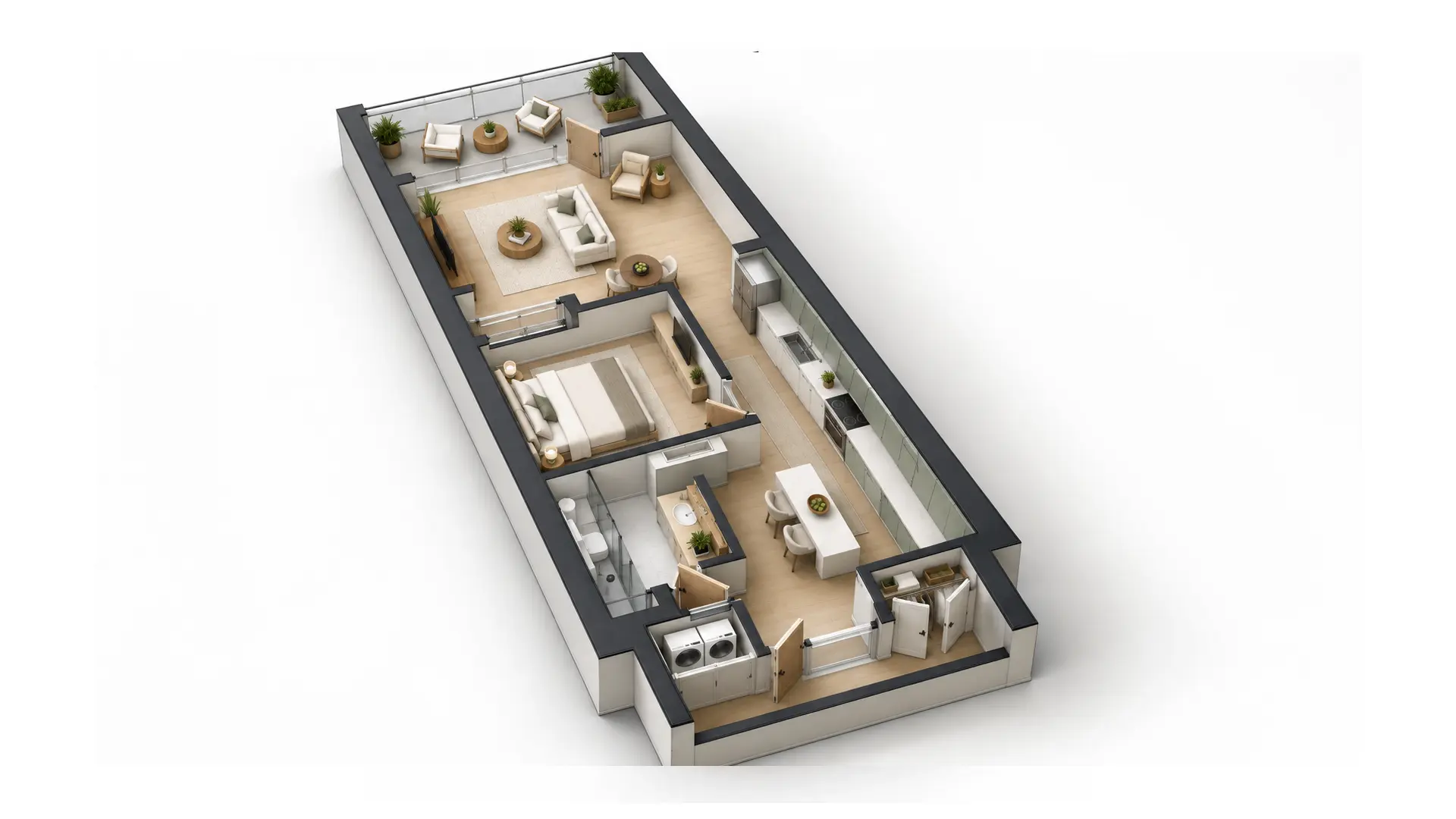 Floor plan of Unit 414, a 678 sq ft apartment at 812 W. Adams