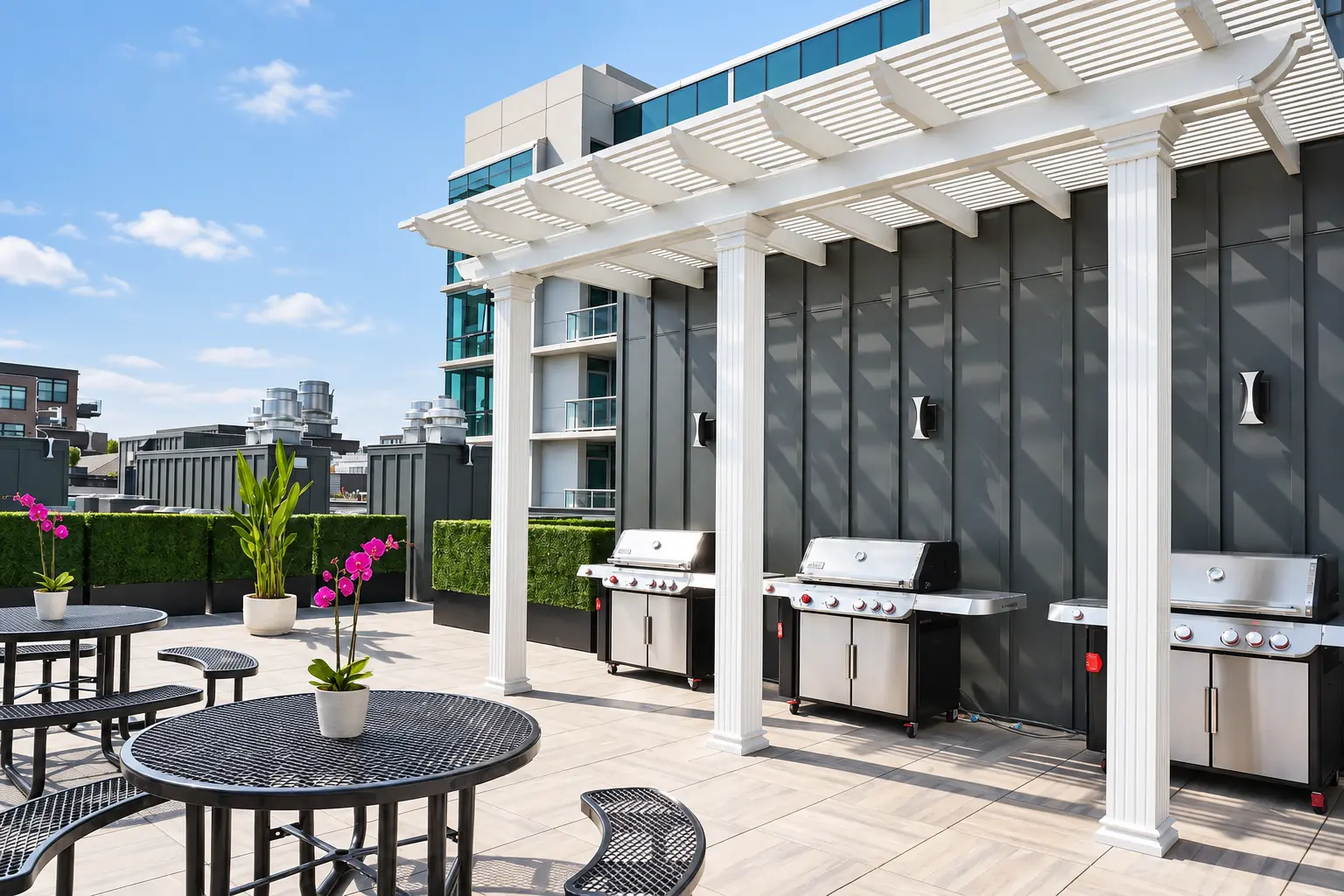 Grilling stations on the west side of the deck