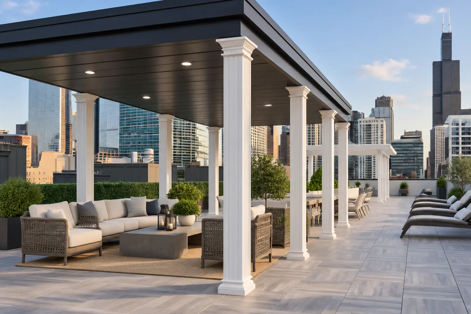 Lounge seating under the pergola